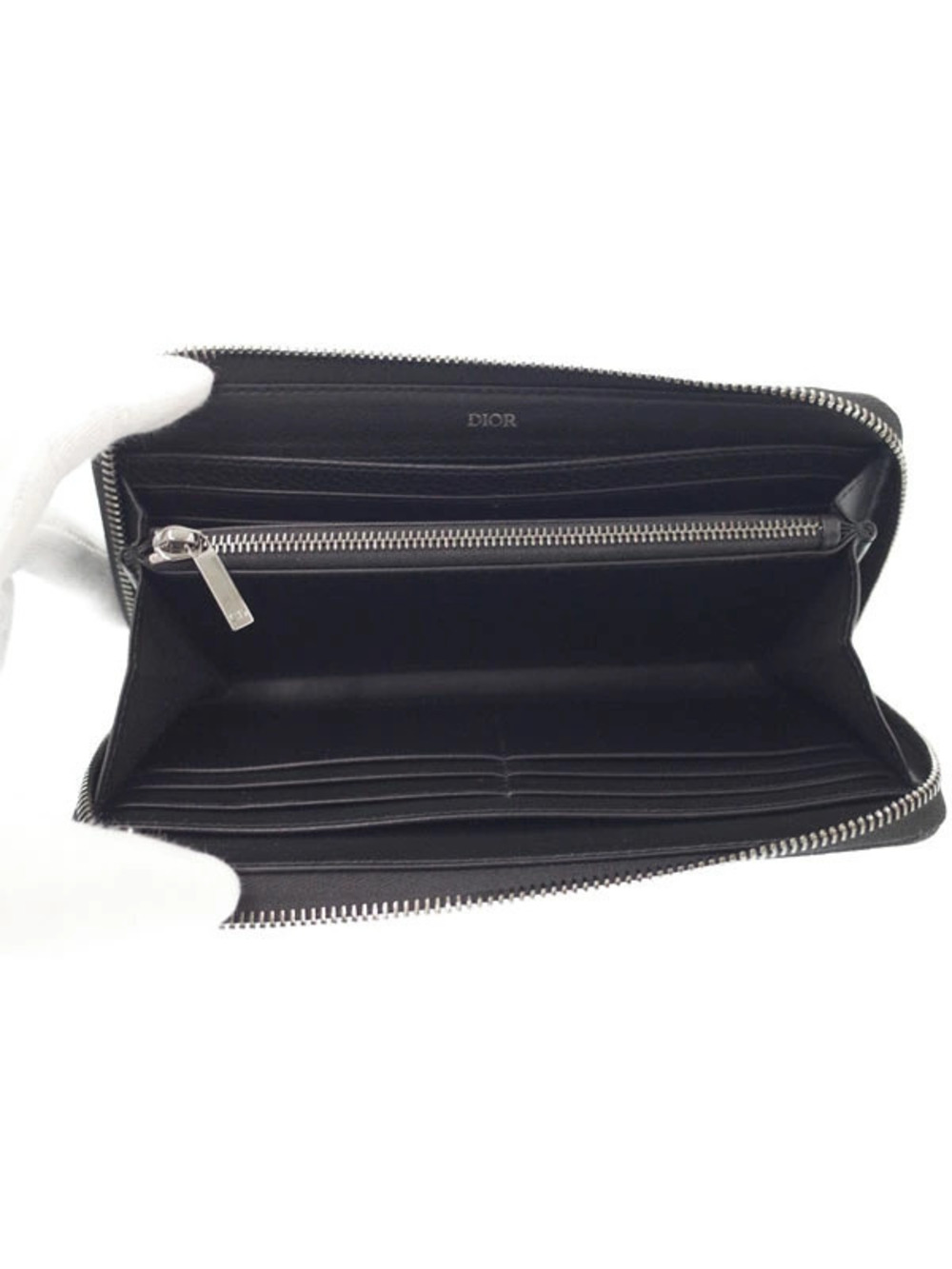 Dior Christian Zipper Long Wallet Leather Round Black - Picture 3 of 5